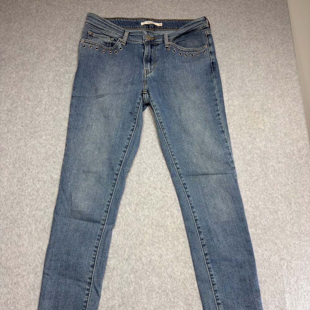 Levi’s Premium 711 Skinny Jeans Size 28 Raw Hem Medium Wash w/ rivots